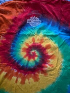 Harley-Davidson Rainbow Tie-Dye Spiral Tee - Red, Orange, Yellow, Green, Blue